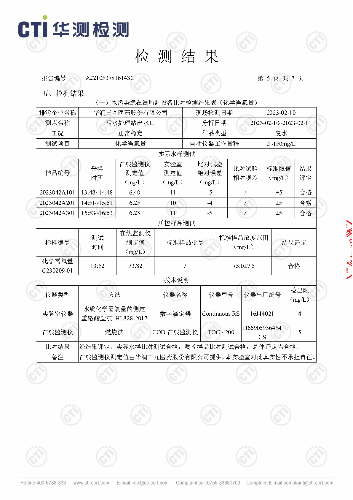 必赢亚洲总部1季度废水在线监测设备比对检测汇报_Page5