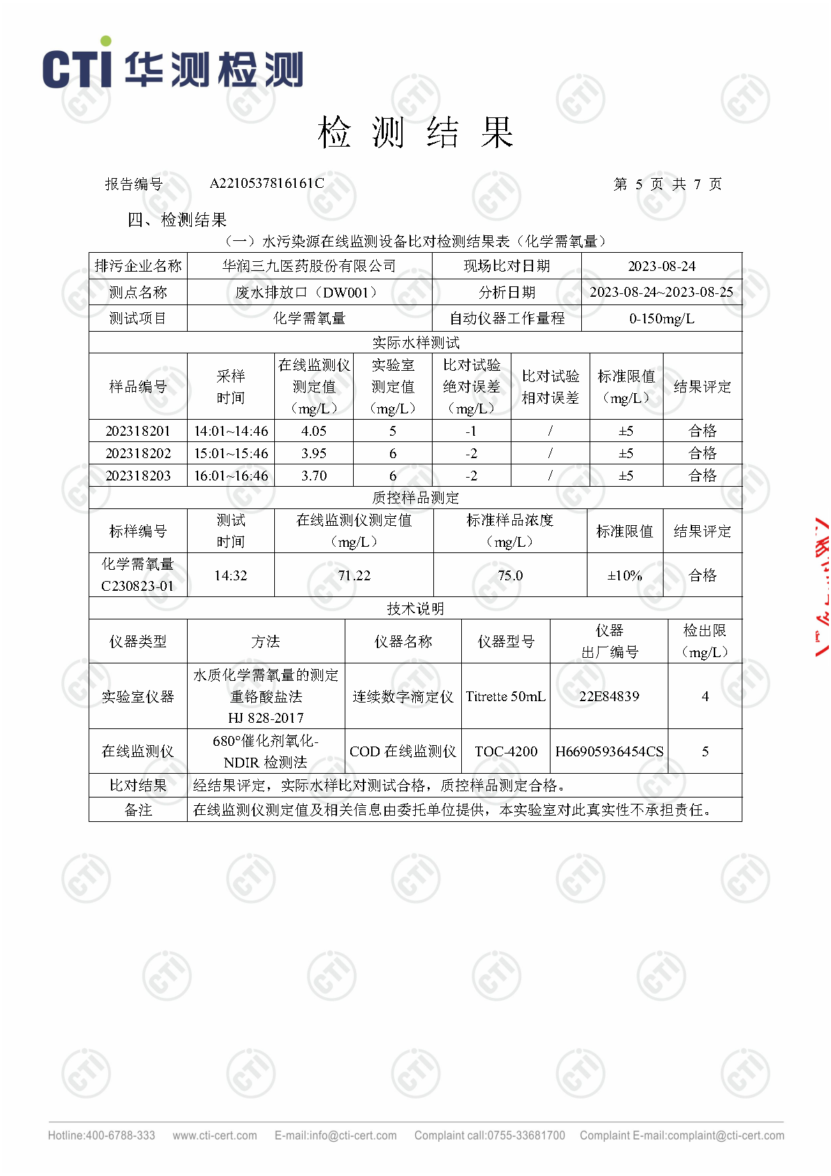 必赢亚洲总部2023年3季度废水在线监测设备比对检测汇报_Page12