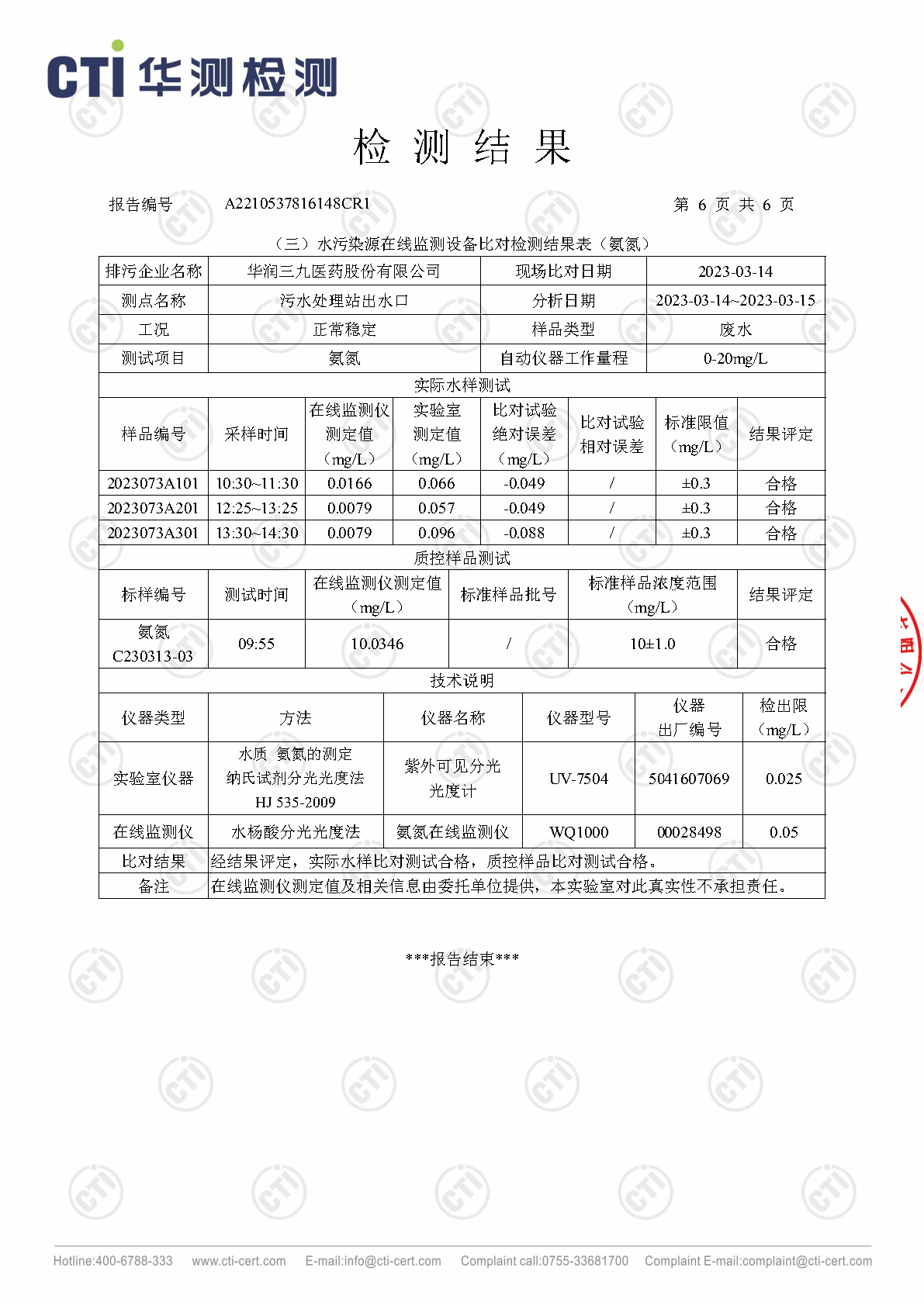 必赢亚洲总部1季度废水在线监测设备比对检测汇报_Page13